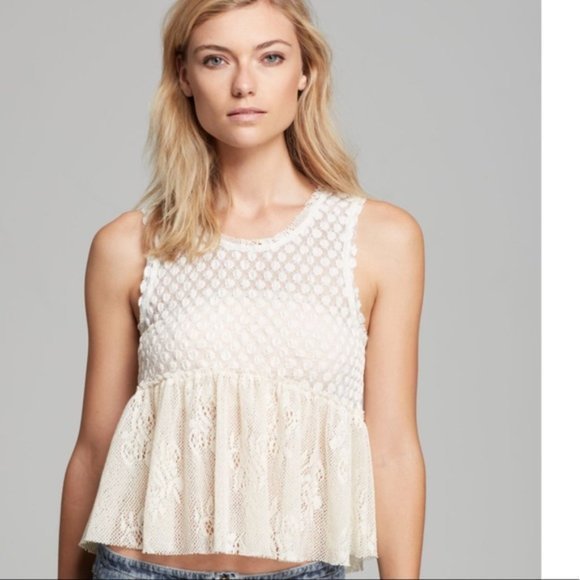 Free People Tops - Deleting tomorrow 8/15🛑Free People Varsity Shedder Lace Peplum Tank size XS